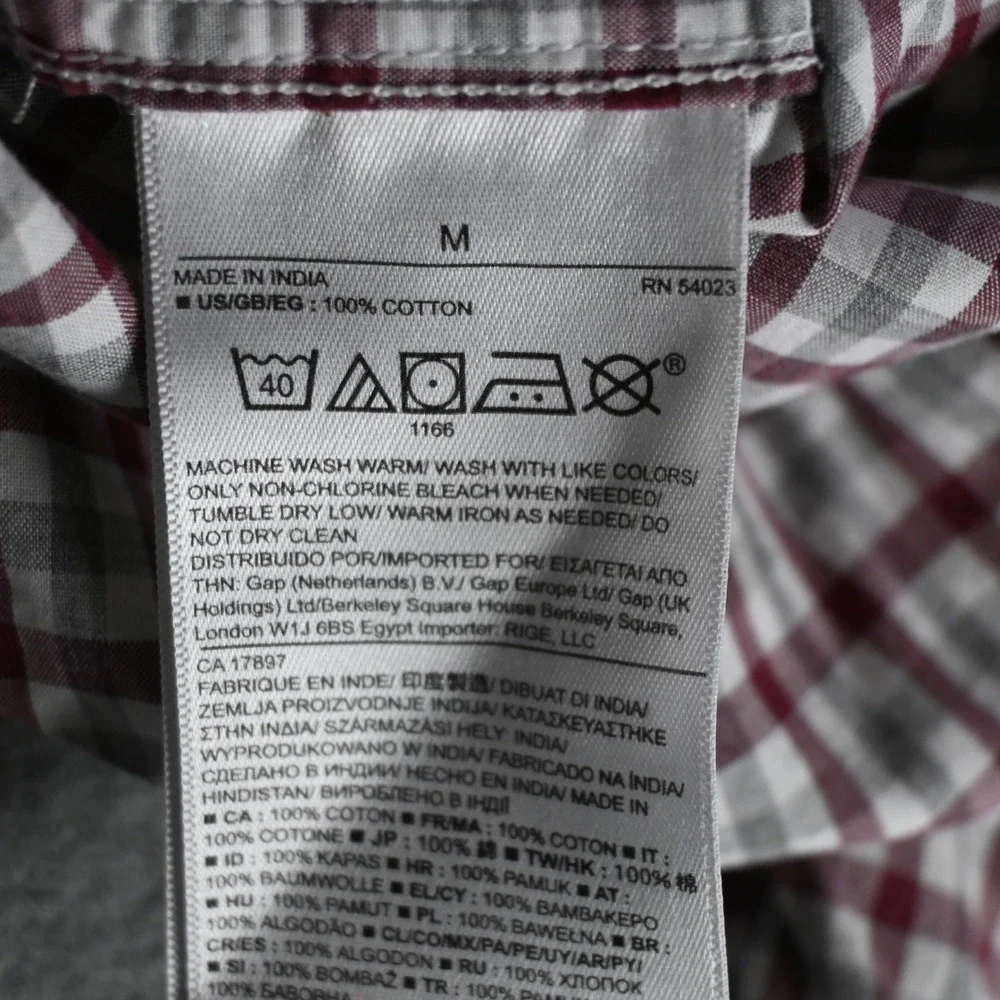 Banana Republic Mens Custom 078 Wash Shirt Slim Fit Medium Red Gingham Check